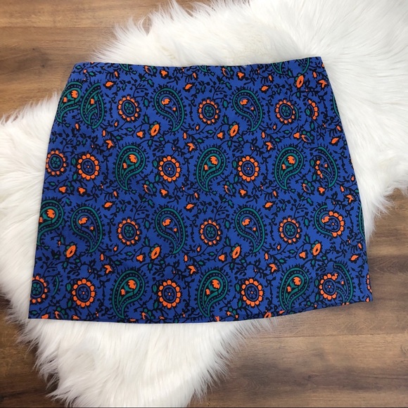J. Crew Dresses & Skirts - NEW J Crew Stretch Skirt Paisley Blue Orange sz 10